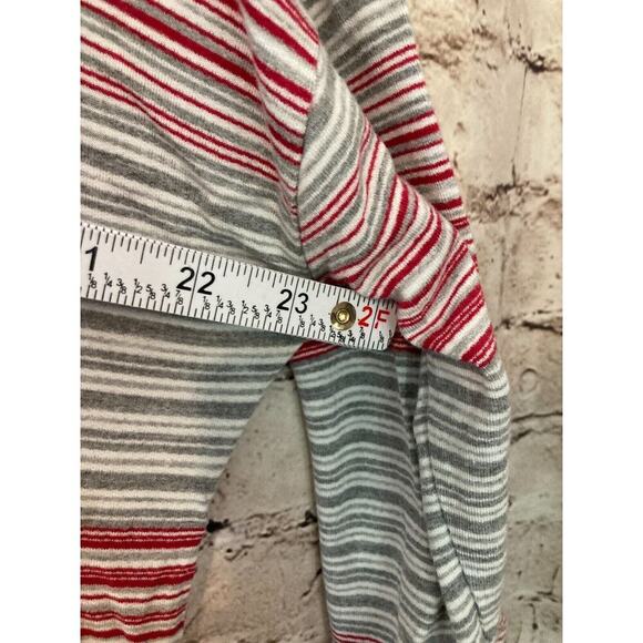 Christopher Banks Sunday Top Womens 1X Gray Red Striped Cowl Neck Stretch Plus - Picture 8 of 13